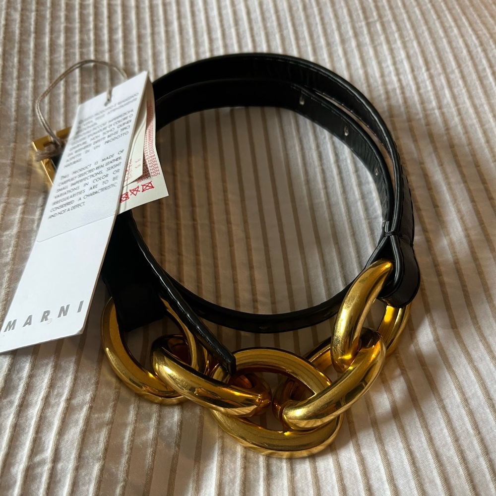 MARNI - Chain-link leather belt